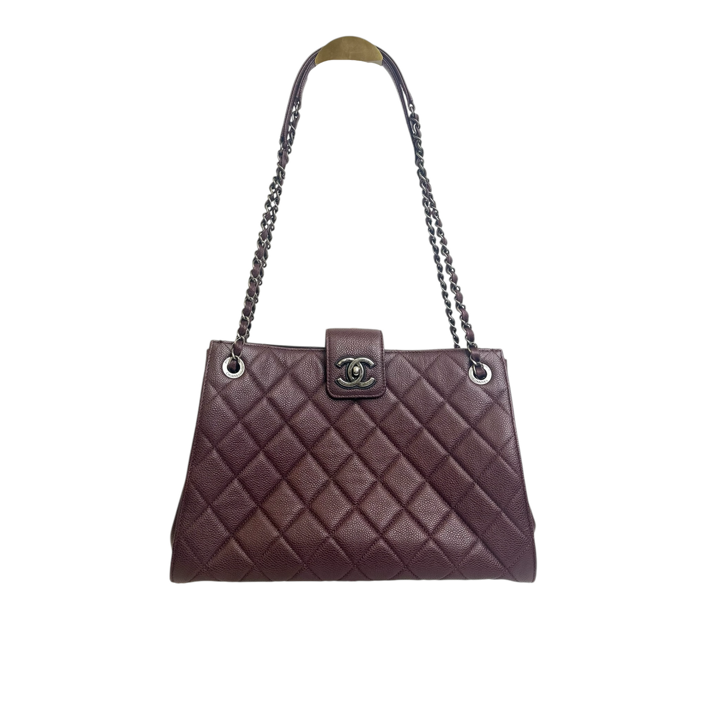 Chanel Caviar Quilted Large CC Accordion Shopping Bag Burgundy