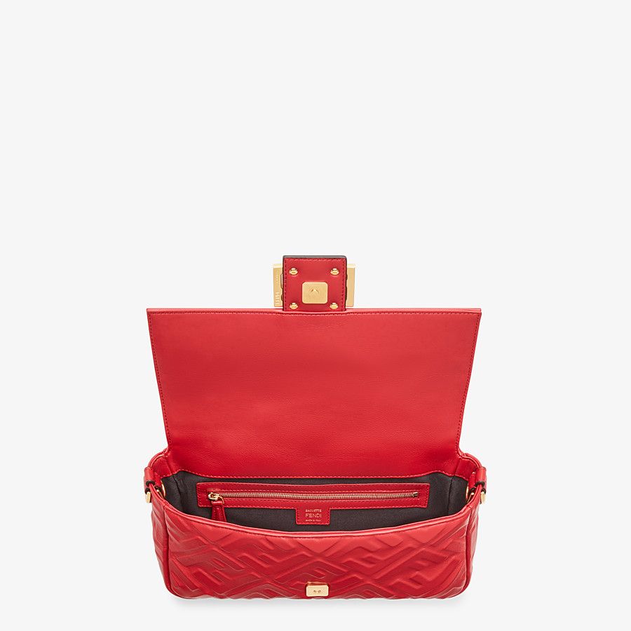 FENDI Red Leather Baguette