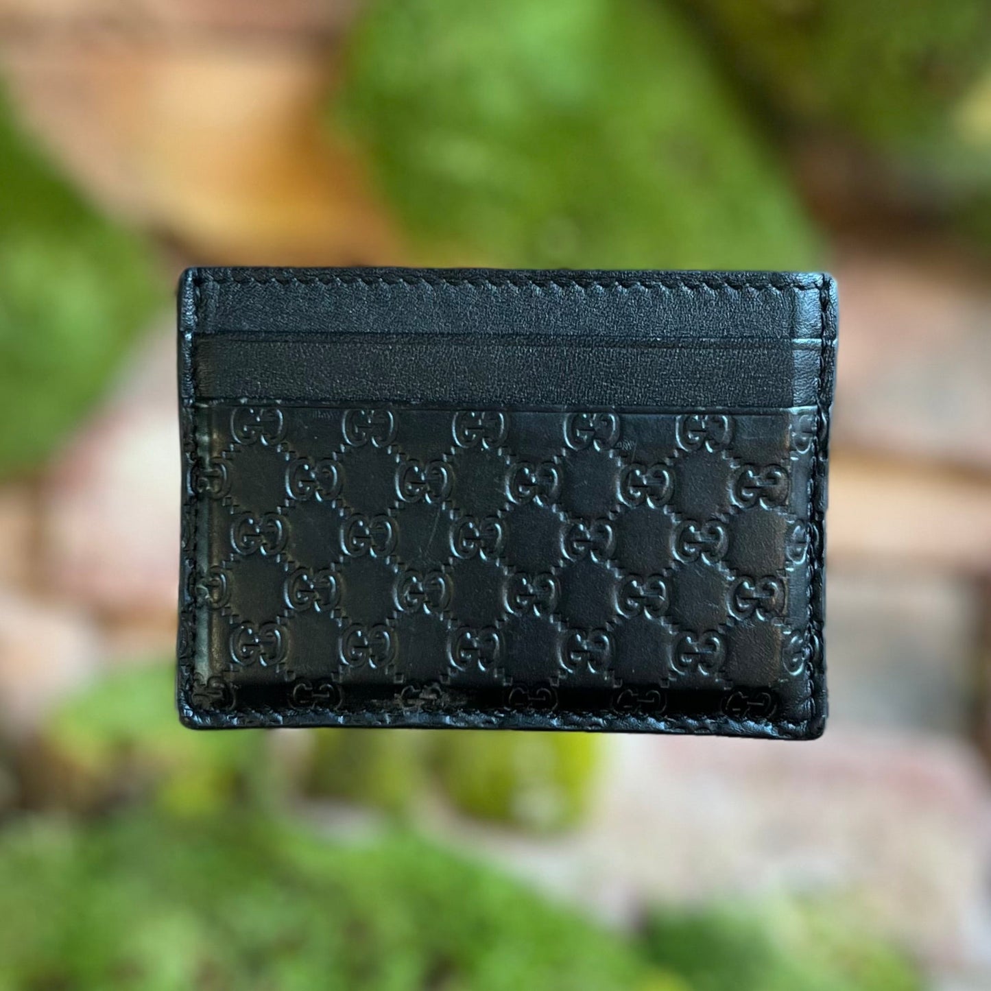 GUCCI Black MicroGuccissima Leather Card Case