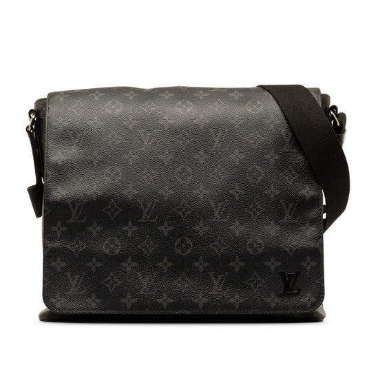 Louis Vuitton Monogram Eclipse District MM NM Shoulder Bag Messenger Bag M44001 Black PVC Leather Men Louis Vuitton