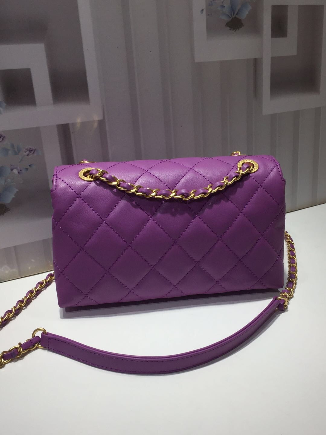 CHLFront Logo Small GlamIap Bag Gold Hardware Purple For Women Handbags, Shoulder Bags 8.2in/21cm AS1490
