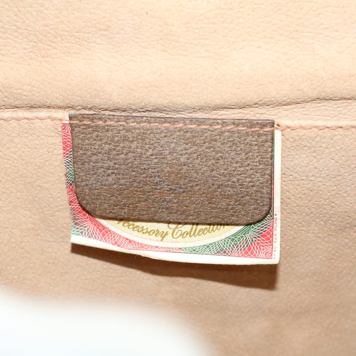 GUCCI GG Canvas Web Sherry Line Clutch Bag PVC Leather Beige Green 54001