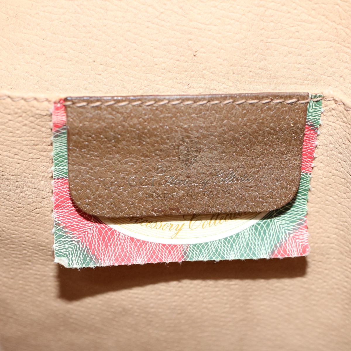 GUCCI GG Canvas Web Sherry Line Clutch Bag PVC Leather Beige Green 54002