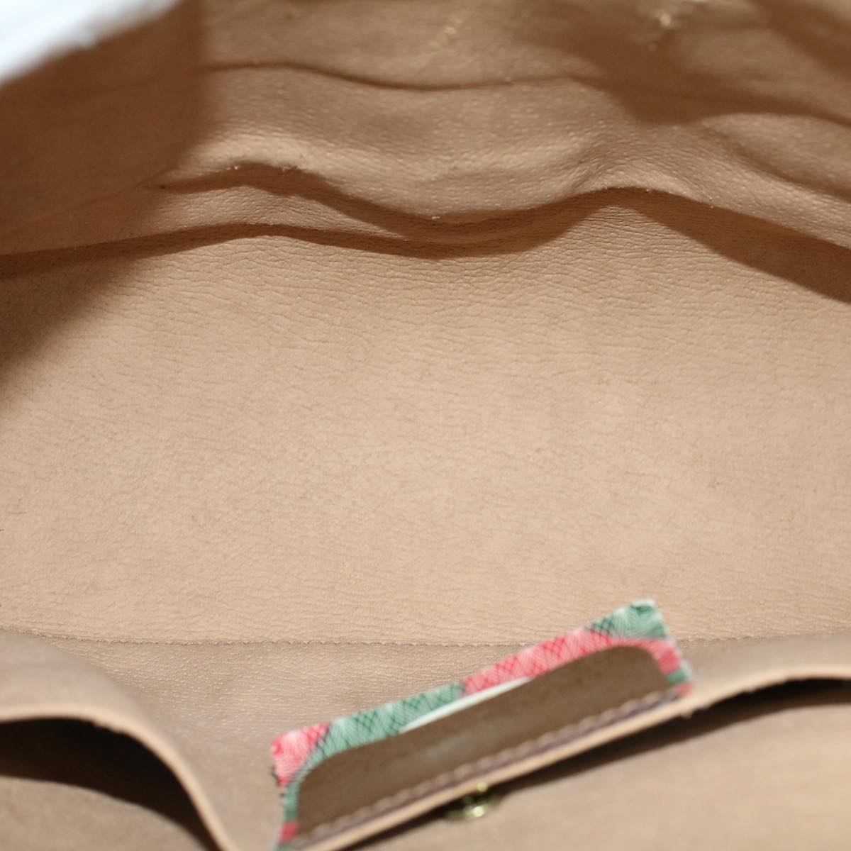 GUCCI GG Canvas Web Sherry Line Clutch Bag PVC Leather Beige Green 54002