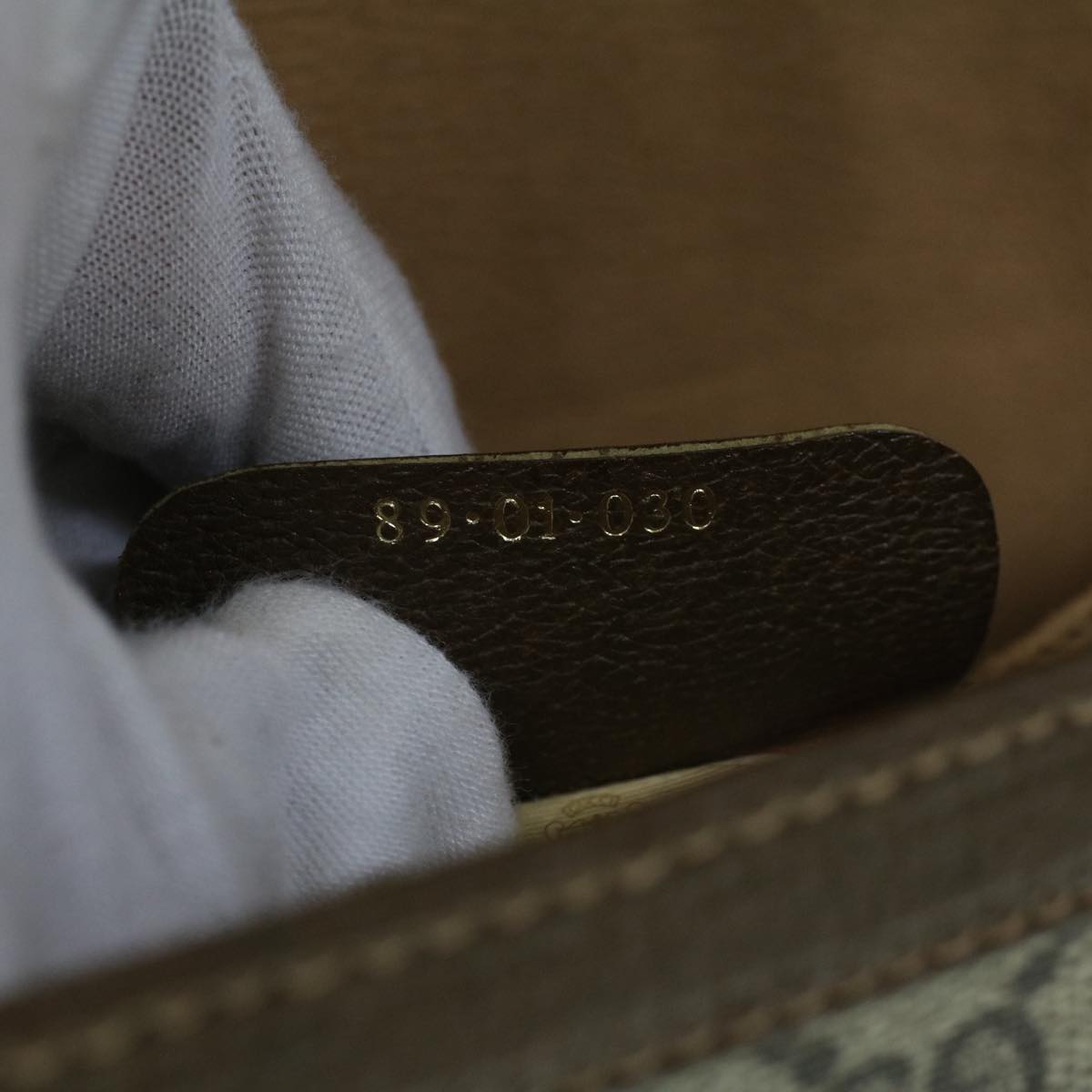 GUCCI GG Canvas Web Sherry Line Clutch Bag PVC Leather Beige Green 54002