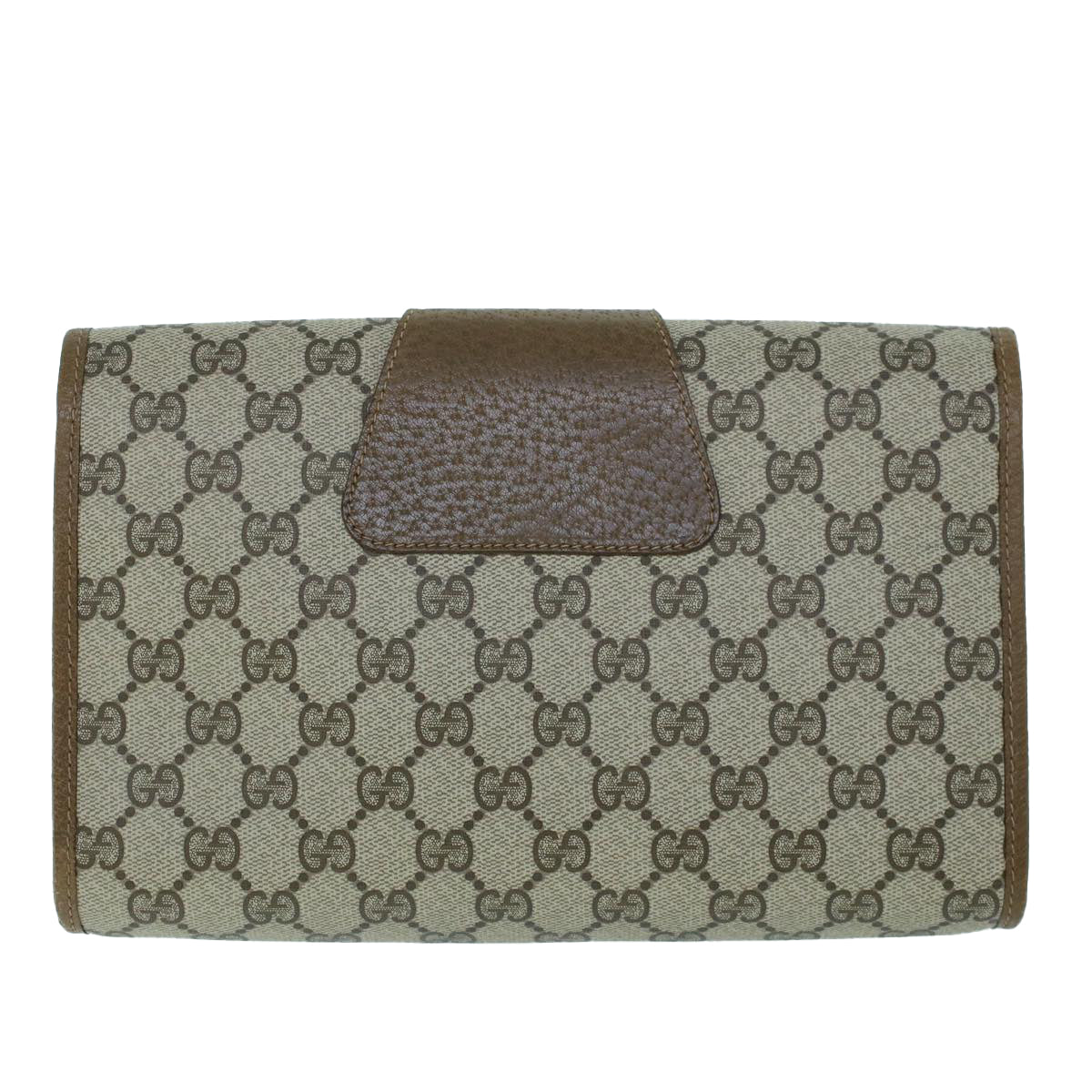 GUCCI GG Canvas Web Sherry Line Clutch Bag PVC Leather Beige Green 54002