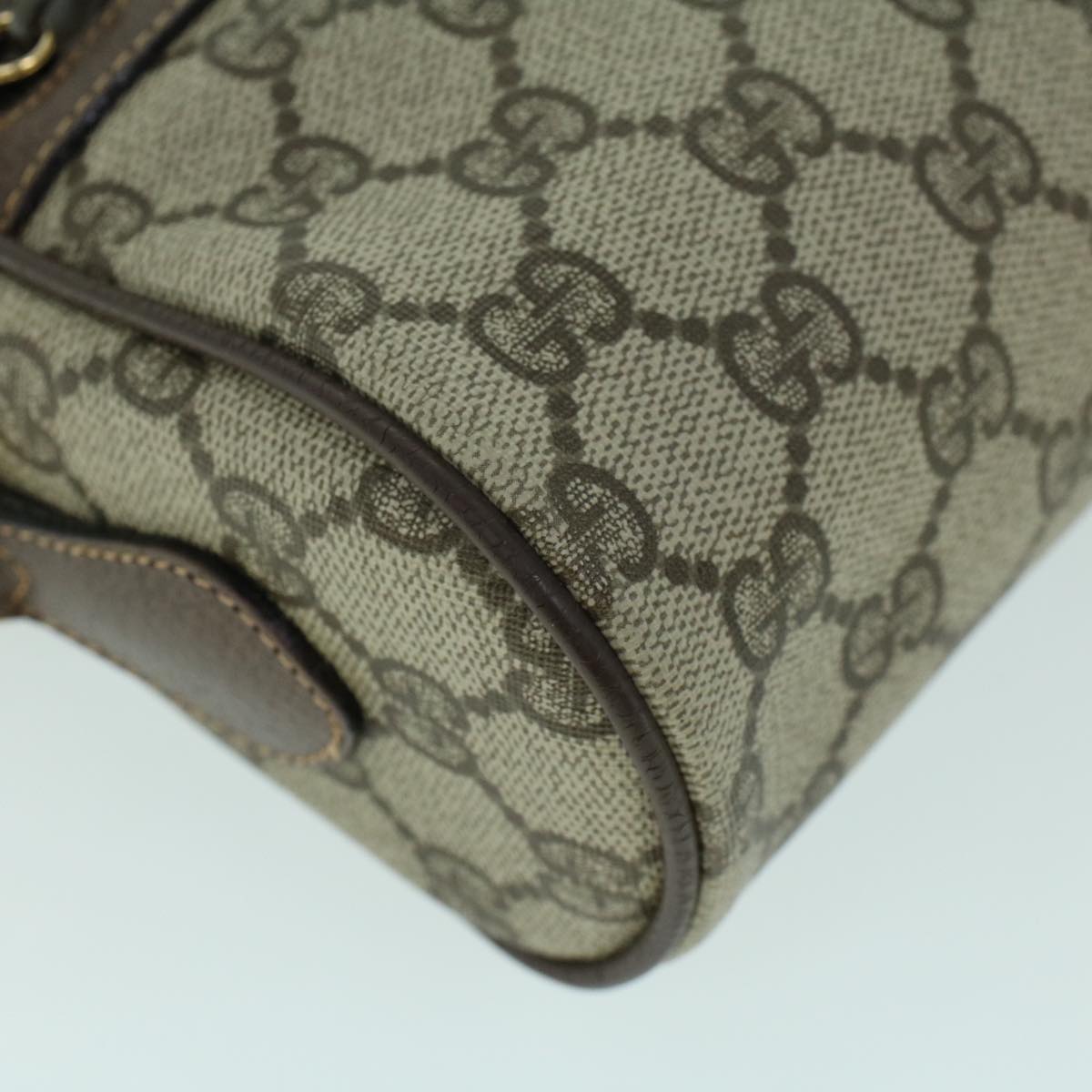 GUCCI GG Canvas Web Sherry Line Shoulder Bag PVC Leather Beige Green 54004