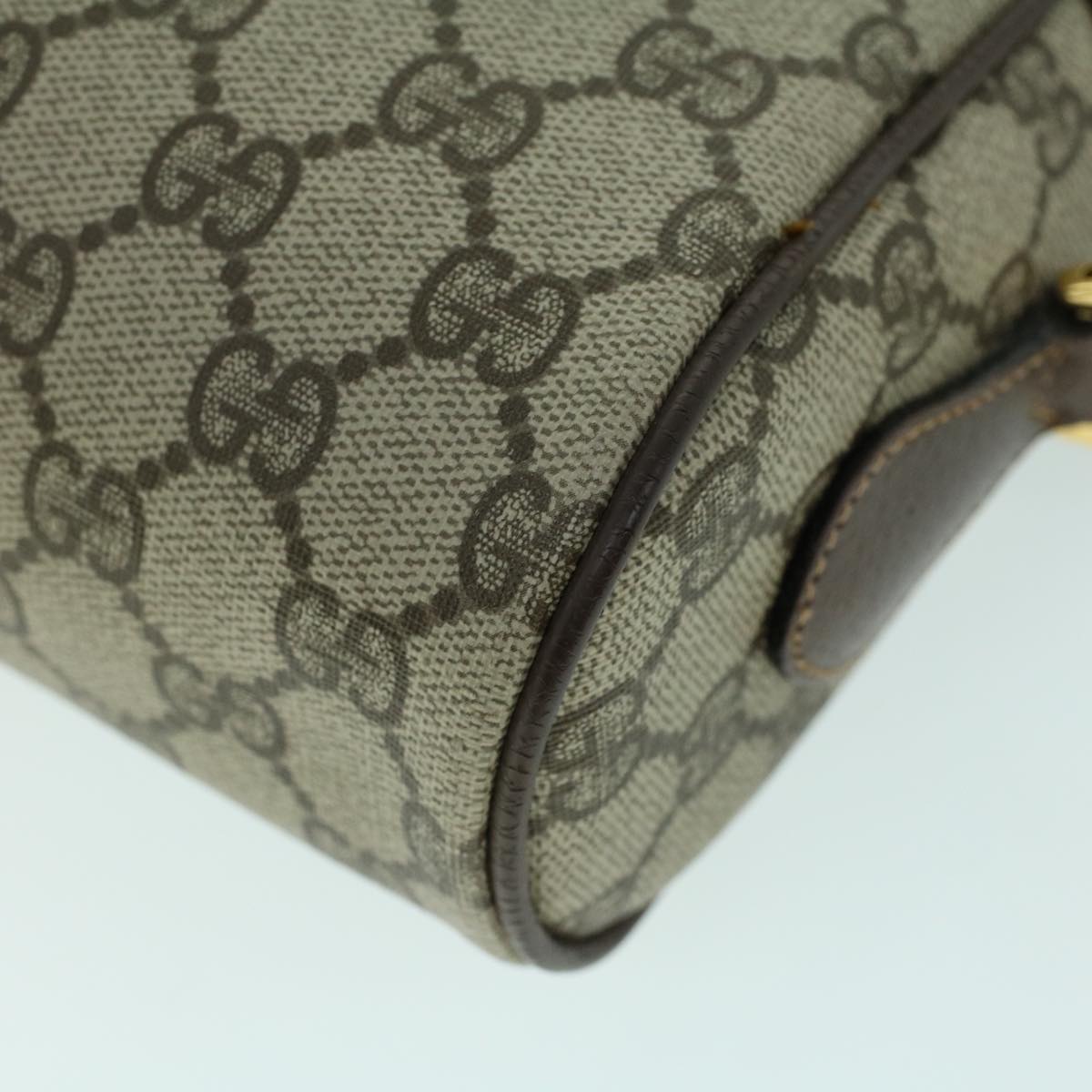 GUCCI GG Canvas Web Sherry Line Shoulder Bag PVC Leather Beige Green 54004