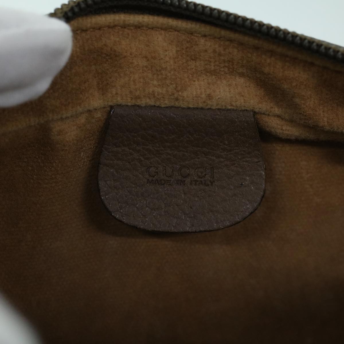 GUCCI GG Canvas Web Sherry Line Shoulder Bag PVC Leather Beige Green 54004