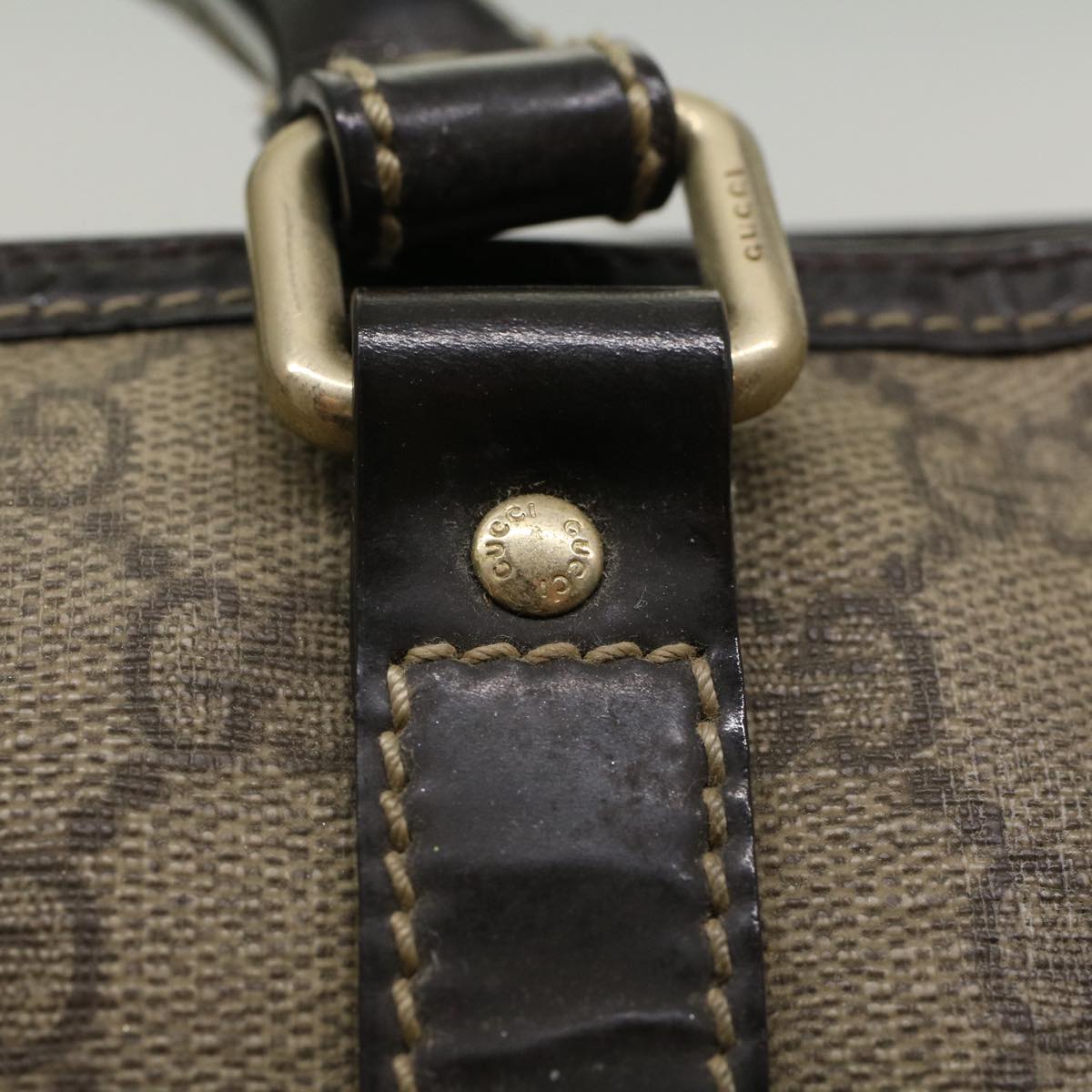 GUCCI GG Supreme Hand Bag PVC Leather Beige 193604 54006