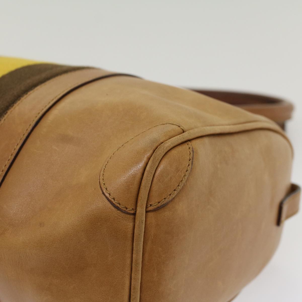 GUCCI Sherry Line Hand Bag Canvas Leather Brown Yellow 000 0851 54007