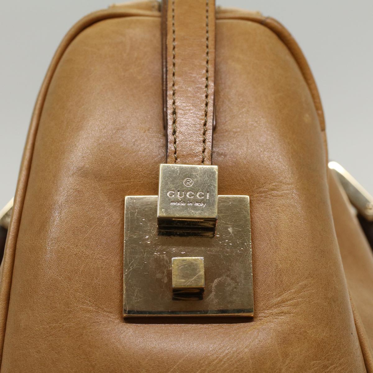 GUCCI Sherry Line Hand Bag Canvas Leather Brown Yellow 000 0851 54007