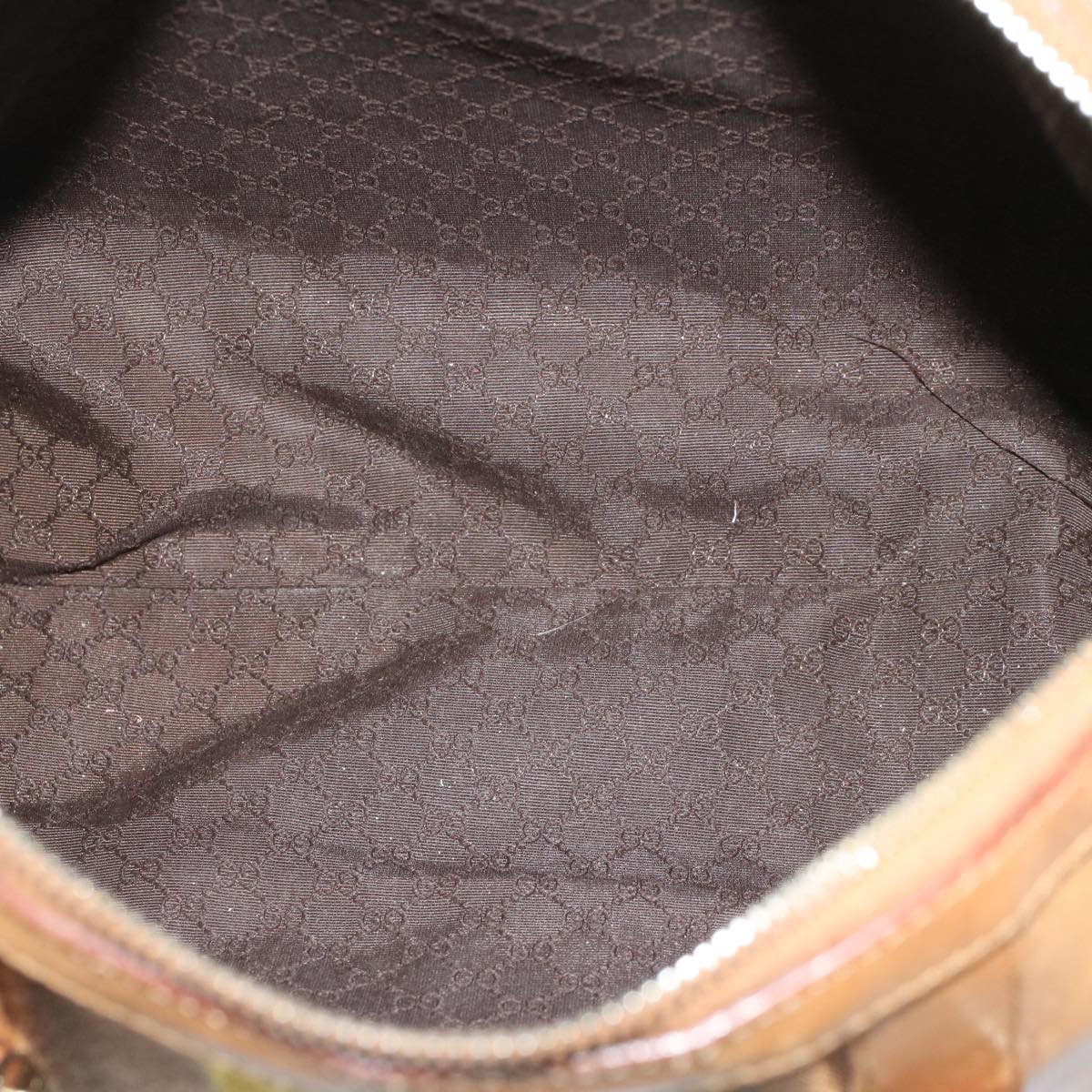 GUCCI Sherry Line Hand Bag Canvas Leather Brown Yellow 000 0851 54007