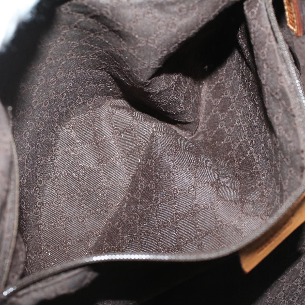 GUCCI Sherry Line Hand Bag Canvas Leather Brown Yellow 000 0851 54007