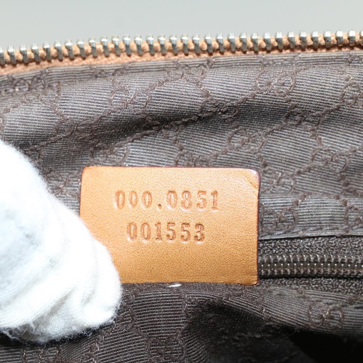 GUCCI Sherry Line Hand Bag Canvas Leather Brown Yellow 000 0851 54007