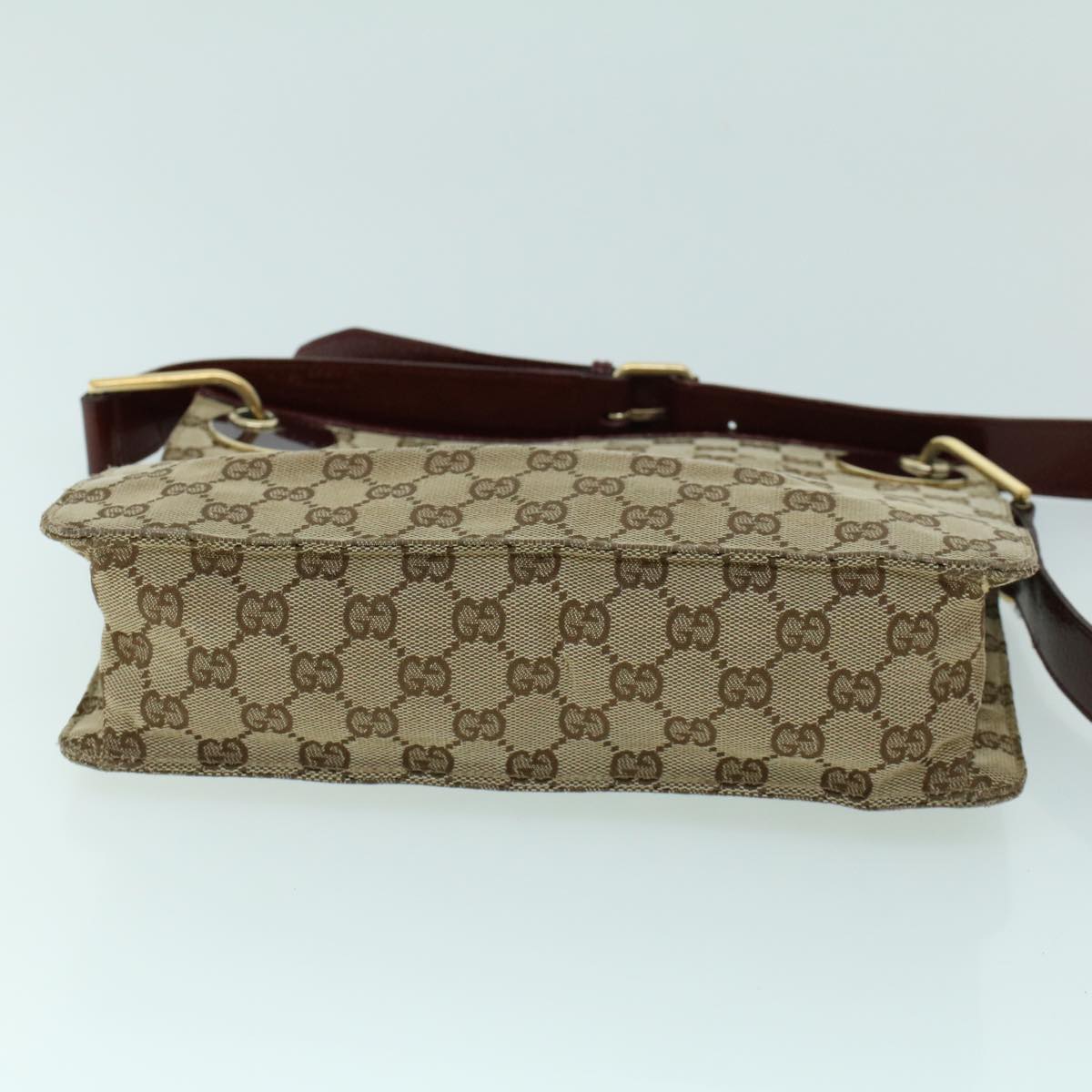 GUCCI GG Canvas Shoulder Bag Canvas Patent Beige Red 54009