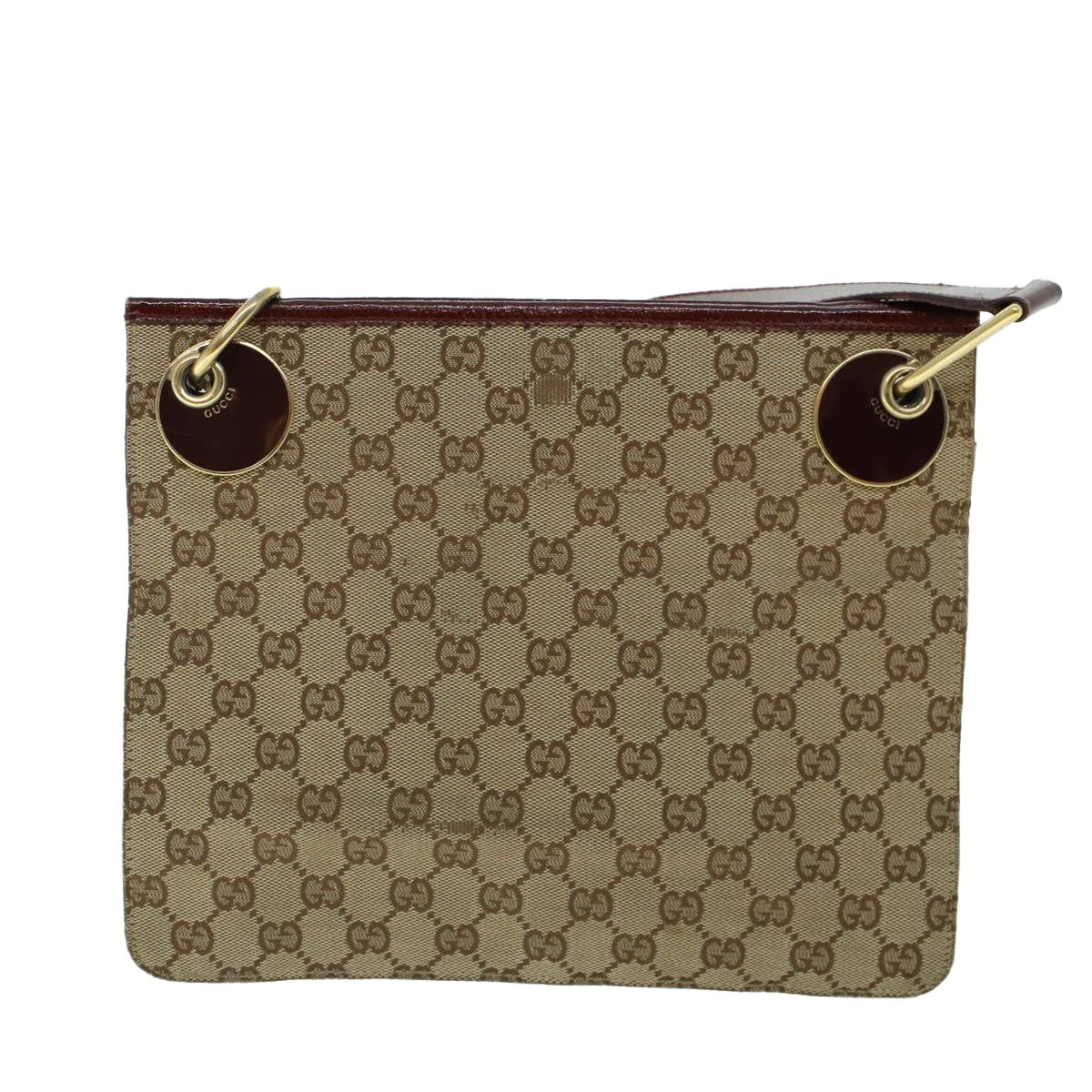 GUCCI GG Canvas Shoulder Bag Canvas Patent Beige Red 54009