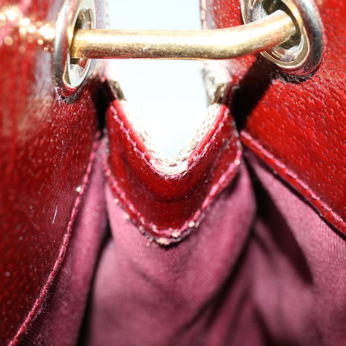 GUCCI GG Canvas Shoulder Bag Canvas Patent Beige Red 54009