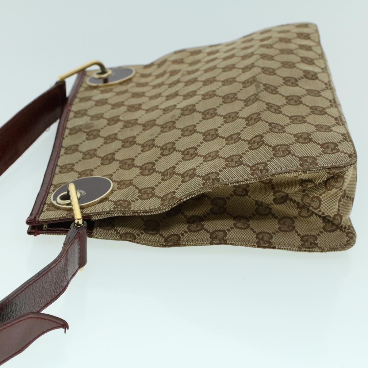 GUCCI GG Canvas Shoulder Bag Canvas Patent Beige Red 54009