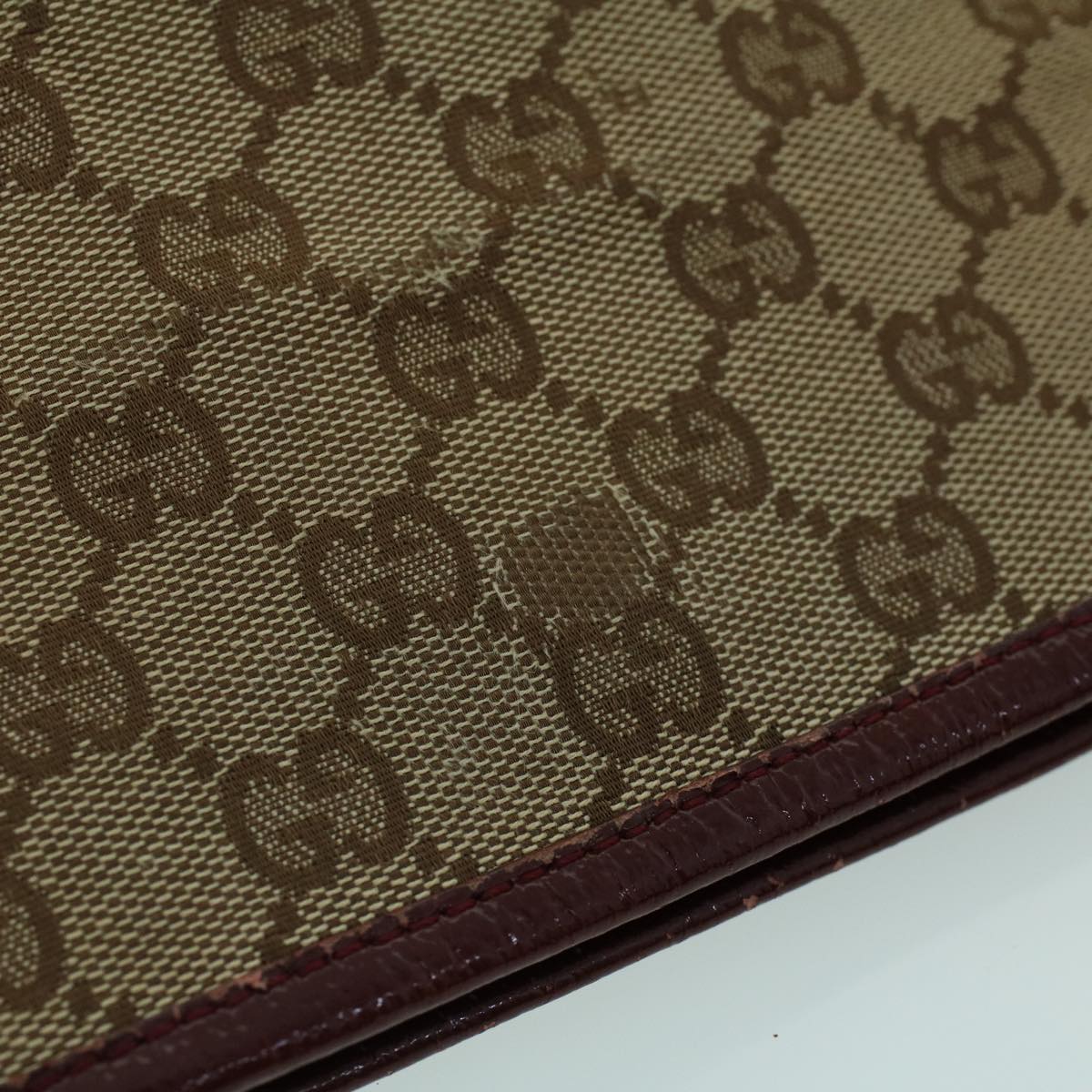 GUCCI GG Canvas Shoulder Bag Canvas Patent Beige Red 54009
