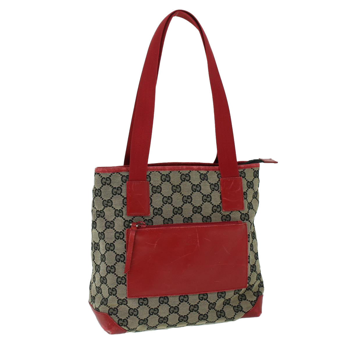GUCCI GG Canvas Tote Bag Canvas Leather Navy Red 019 0402 1705 54010