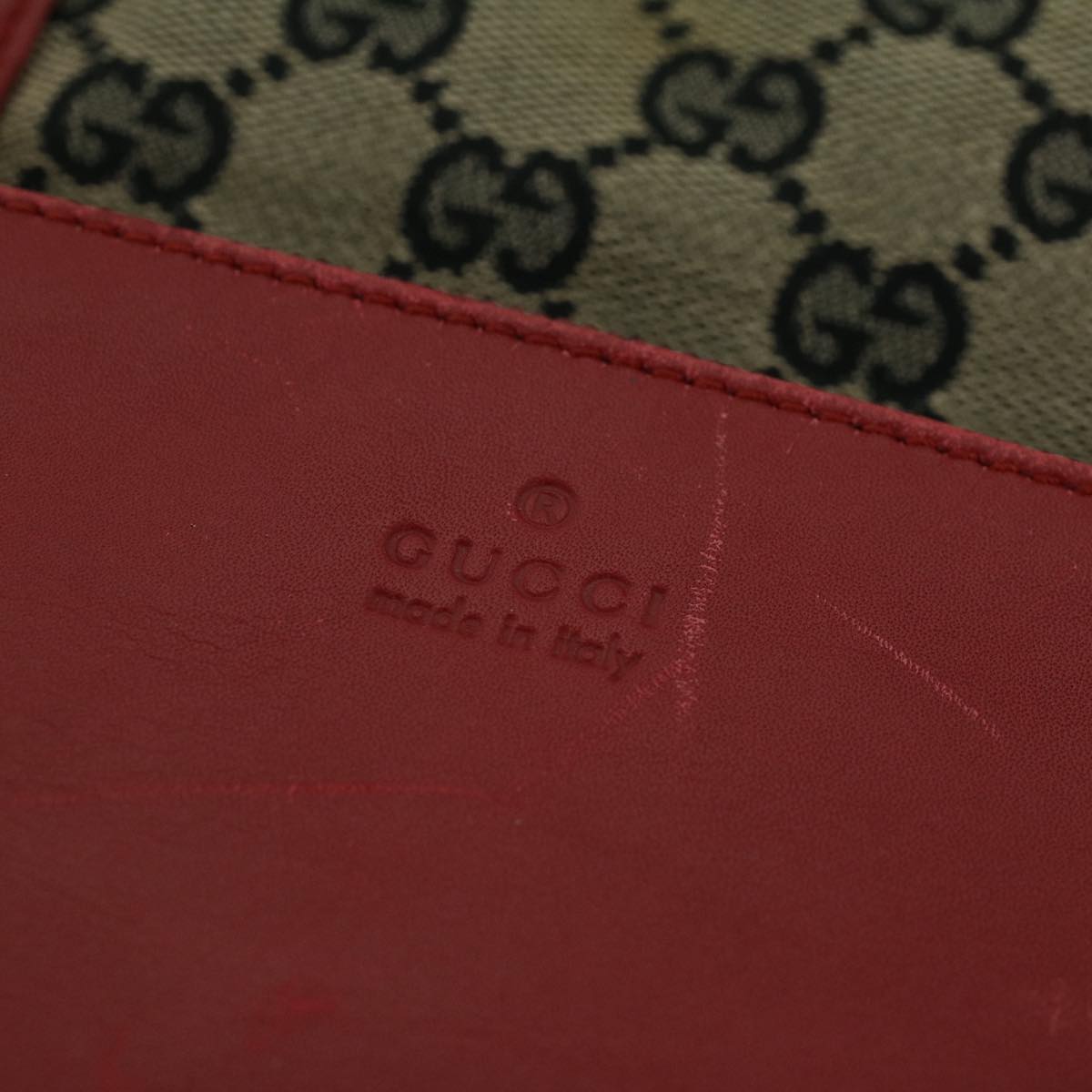 GUCCI GG Canvas Tote Bag Canvas Leather Navy Red 019 0402 1705 54010