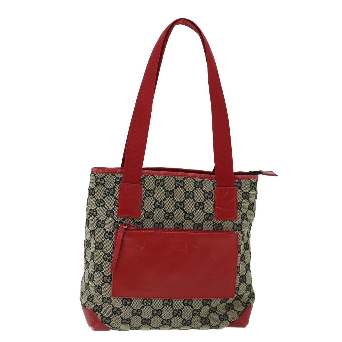GUCCI GG Canvas Tote Bag Canvas Leather Navy Red 019 0402 1705 54010