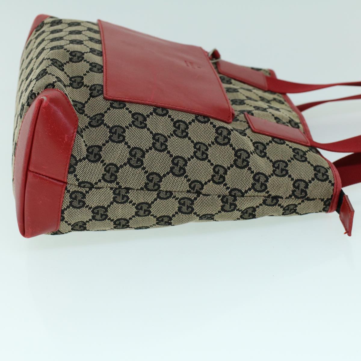 GUCCI GG Canvas Tote Bag Canvas Leather Navy Red 019 0402 1705 54010