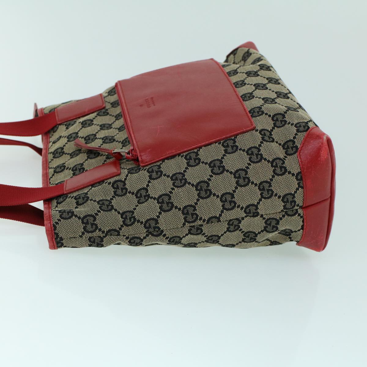 GUCCI GG Canvas Tote Bag Canvas Leather Navy Red 019 0402 1705 54010