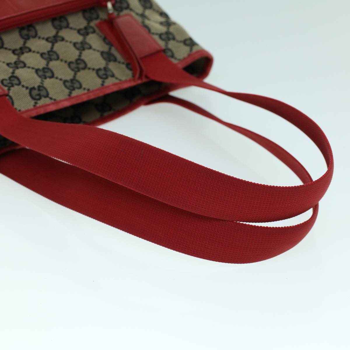 GUCCI GG Canvas Tote Bag Canvas Leather Navy Red 019 0402 1705 54010