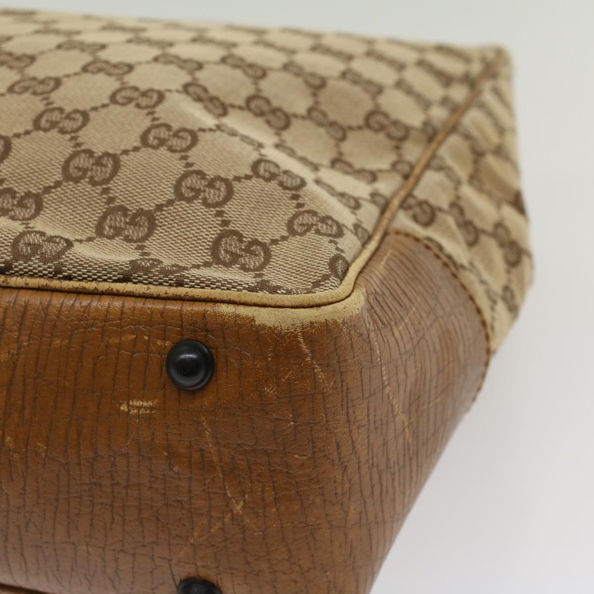 GUCCI GG Canvas Bamboo Hand Bag Beige 112530 54011