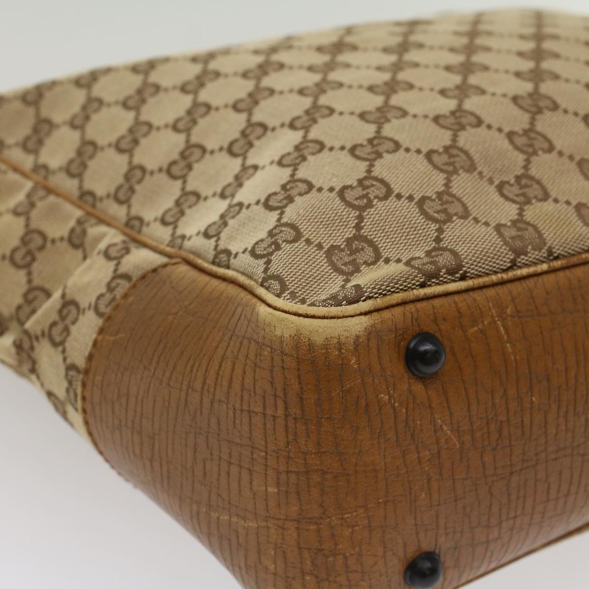 GUCCI GG Canvas Bamboo Hand Bag Beige 112530 54011