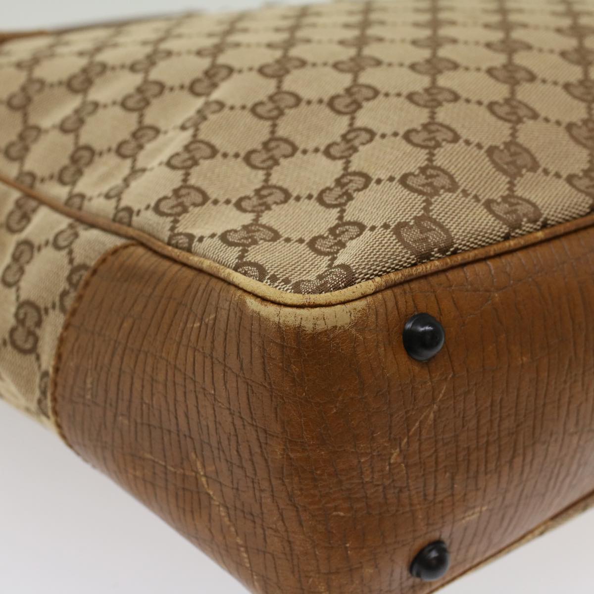GUCCI GG Canvas Bamboo Hand Bag Beige 112530 54011