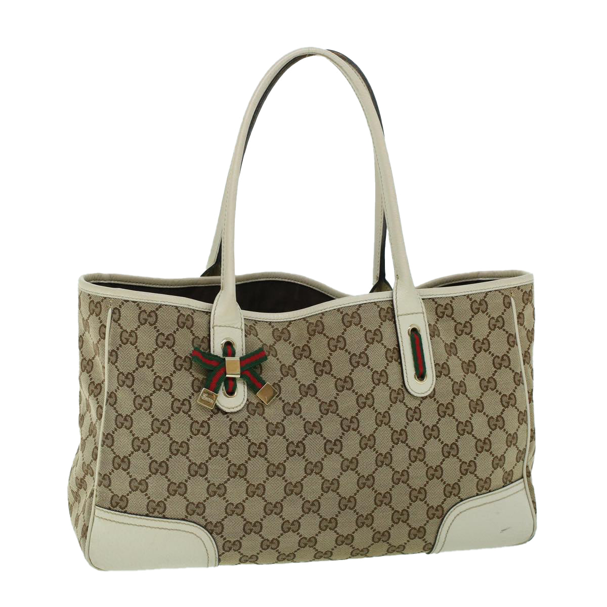 GUCCI GG Canvas Web Sherry Line Tote Bag Beige Red Green 163805 54012