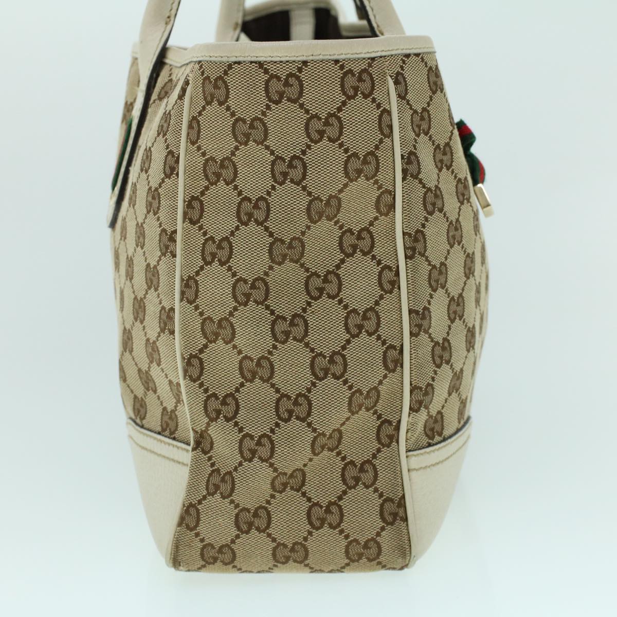 GUCCI GG Canvas Web Sherry Line Tote Bag Beige Red Green 163805 54012