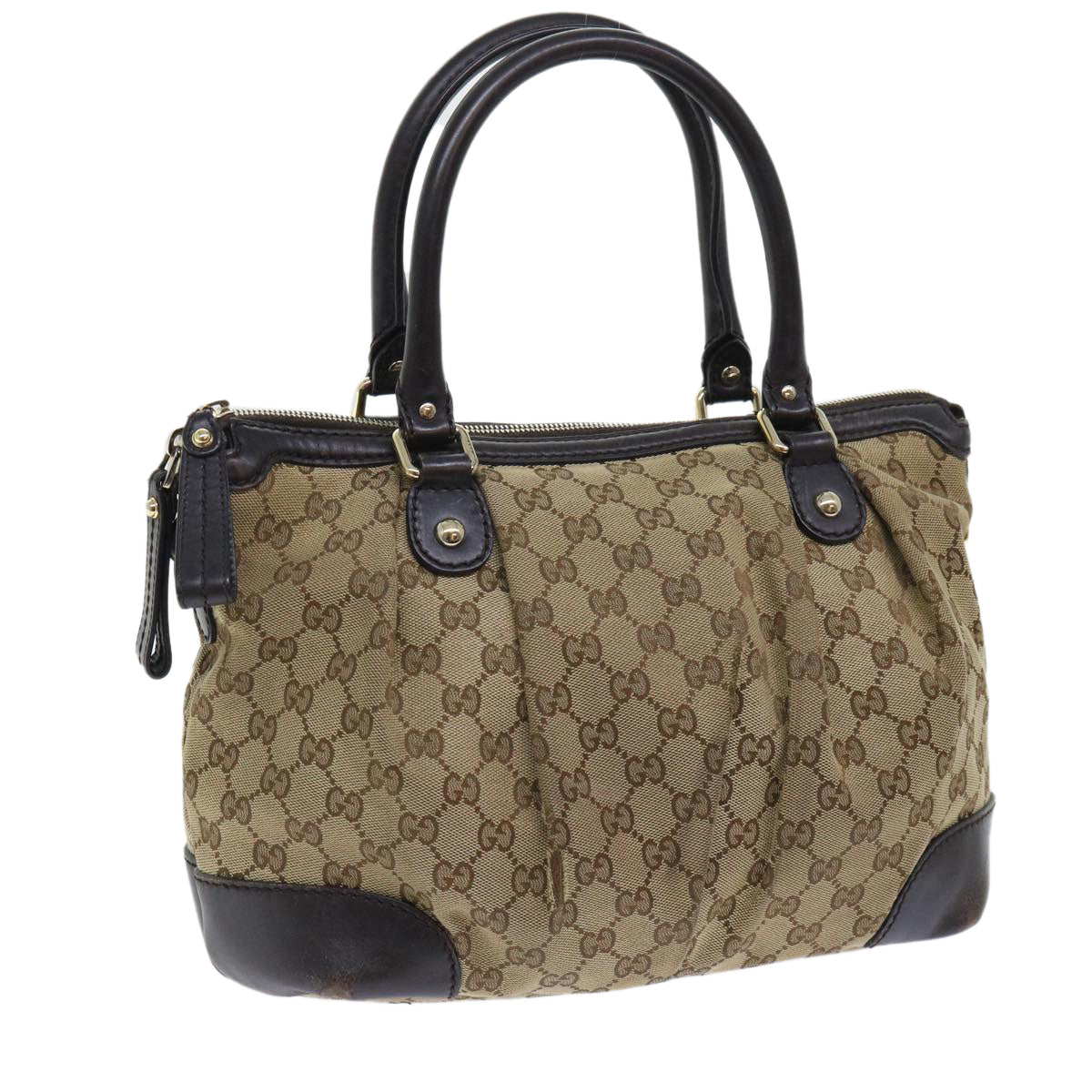 GUCCI GG Canvas Hand Bag Leather 2way Beige 247902 54014