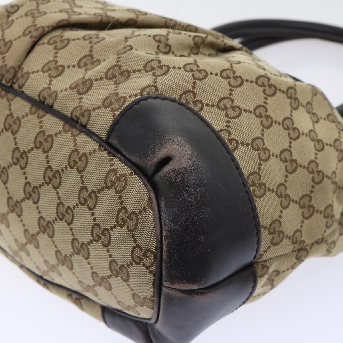 GUCCI GG Canvas Hand Bag Leather 2way Beige 247902 54014