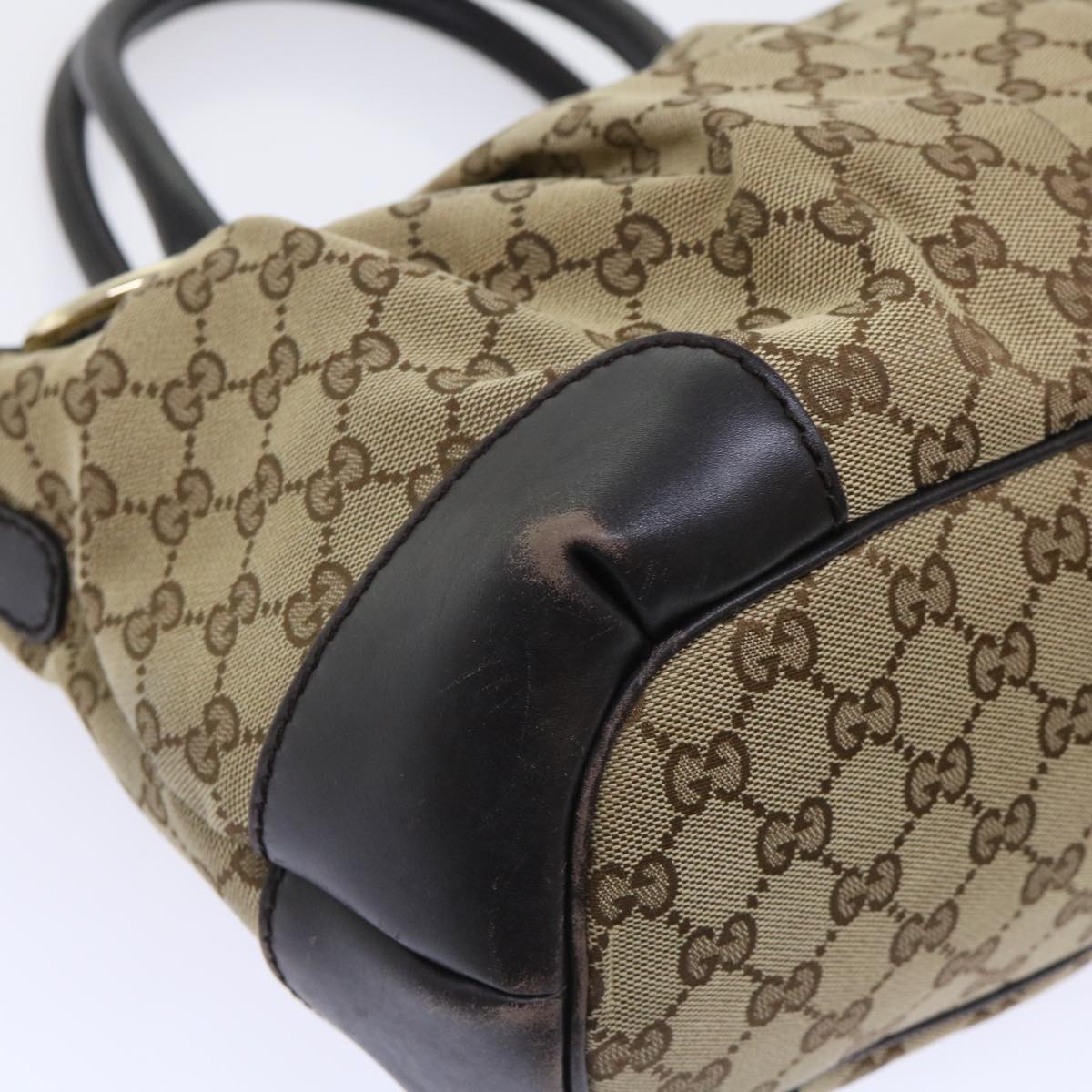 GUCCI GG Canvas Hand Bag Leather 2way Beige 247902 54014
