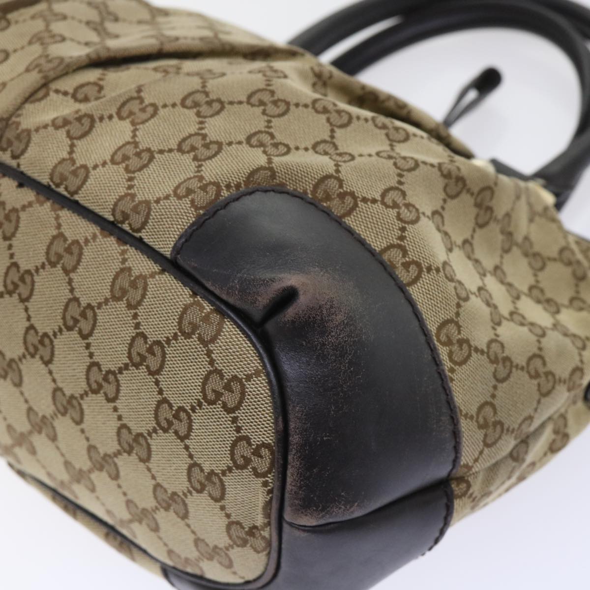 GUCCI GG Canvas Hand Bag Leather 2way Beige 247902 54014