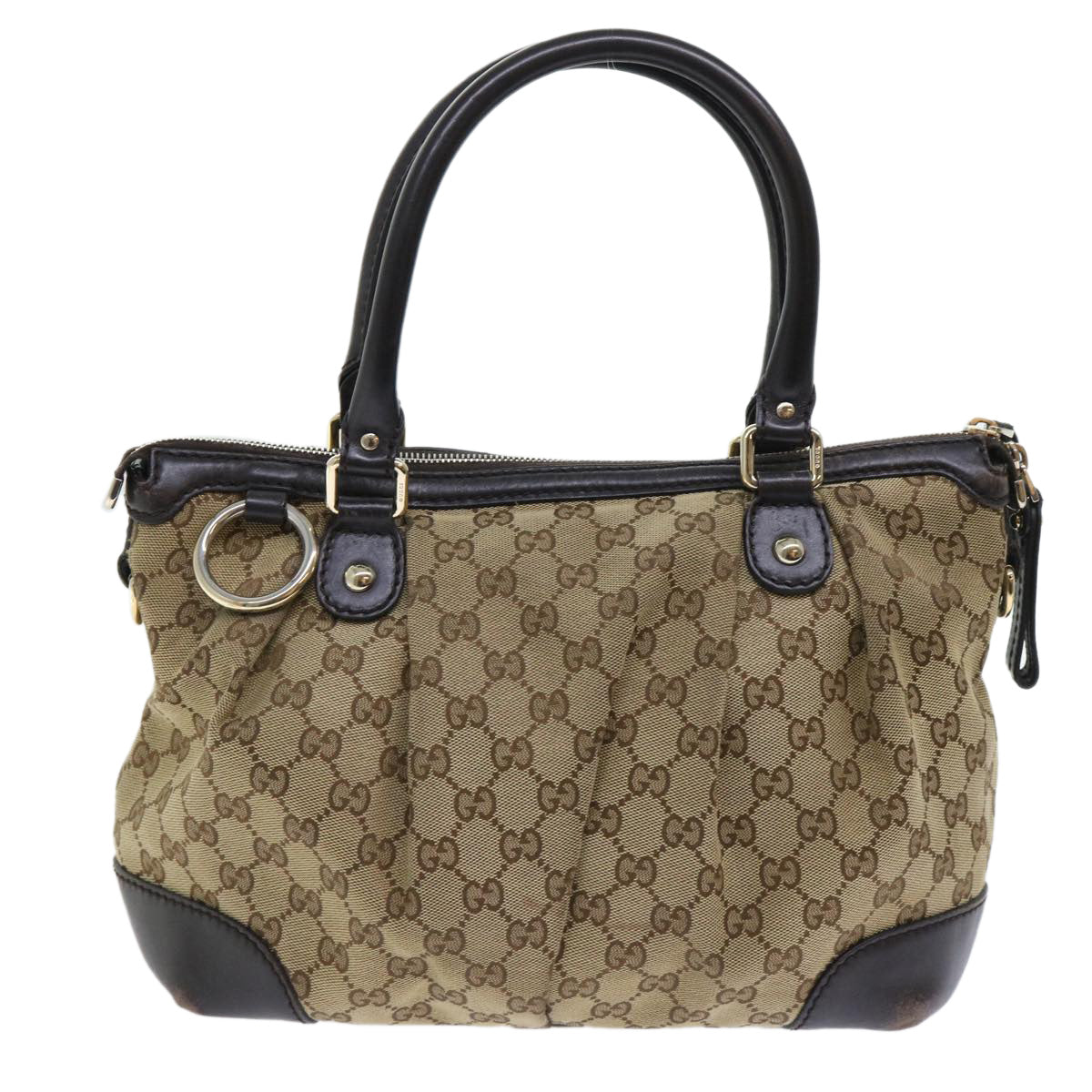 GUCCI GG Canvas Hand Bag Leather 2way Beige 247902 54014