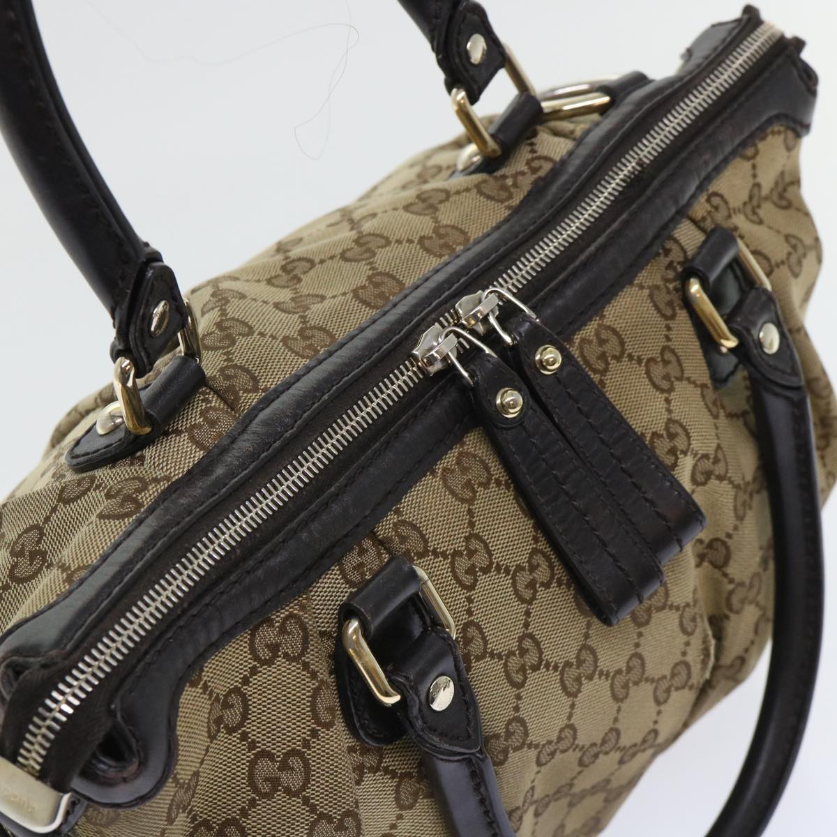 GUCCI GG Canvas Hand Bag Leather 2way Beige 247902 54014
