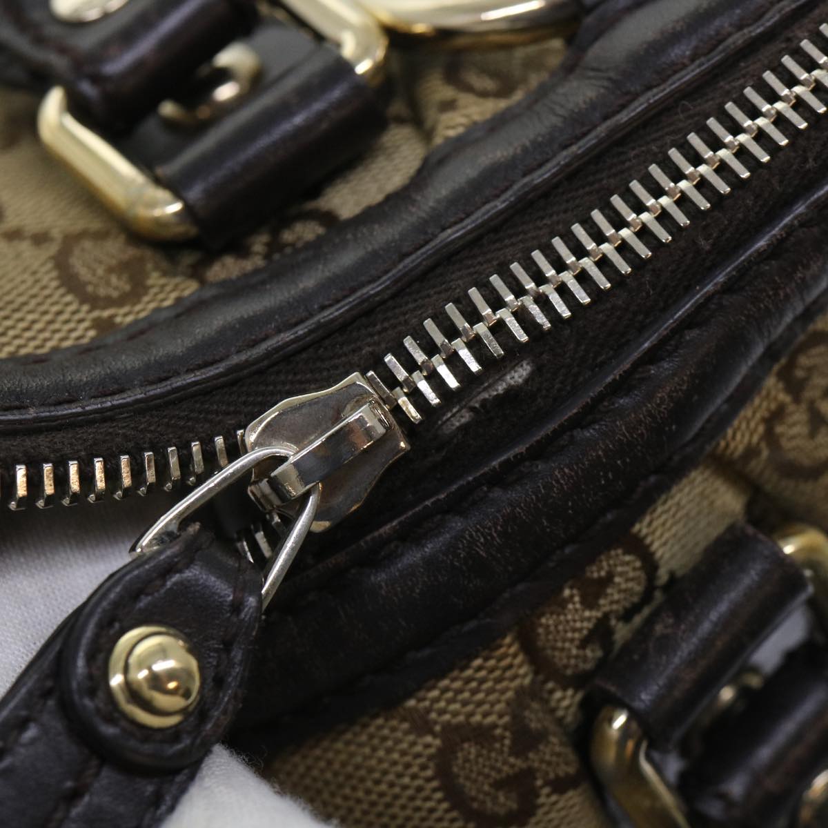 GUCCI GG Canvas Hand Bag Leather 2way Beige 247902 54014