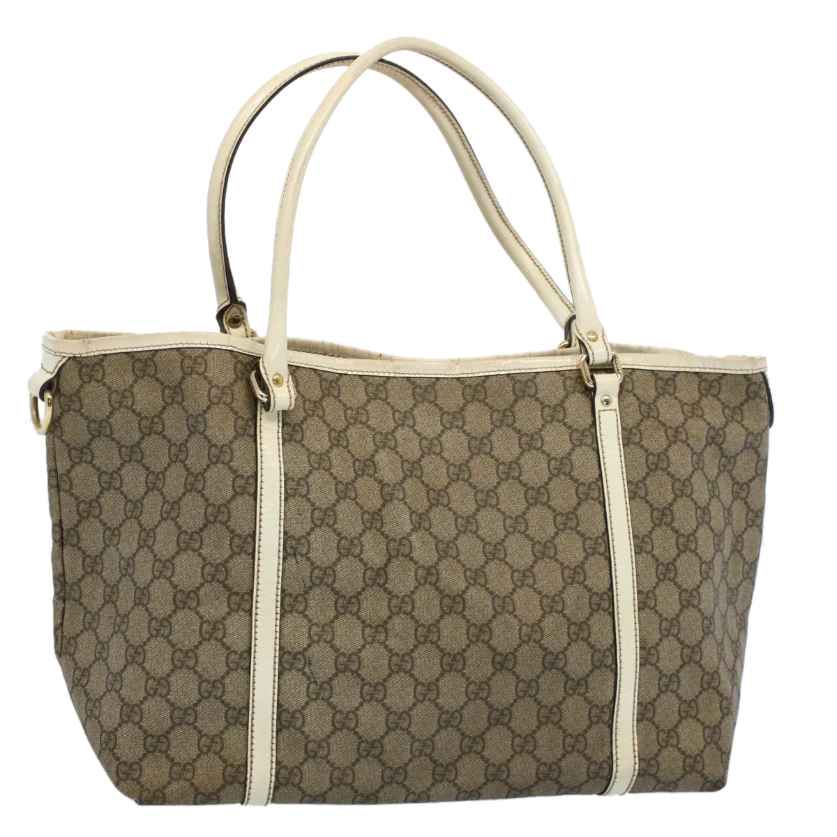 GUCCI GG Supreme Tote Bag PVC Leather Beige 197953 54015