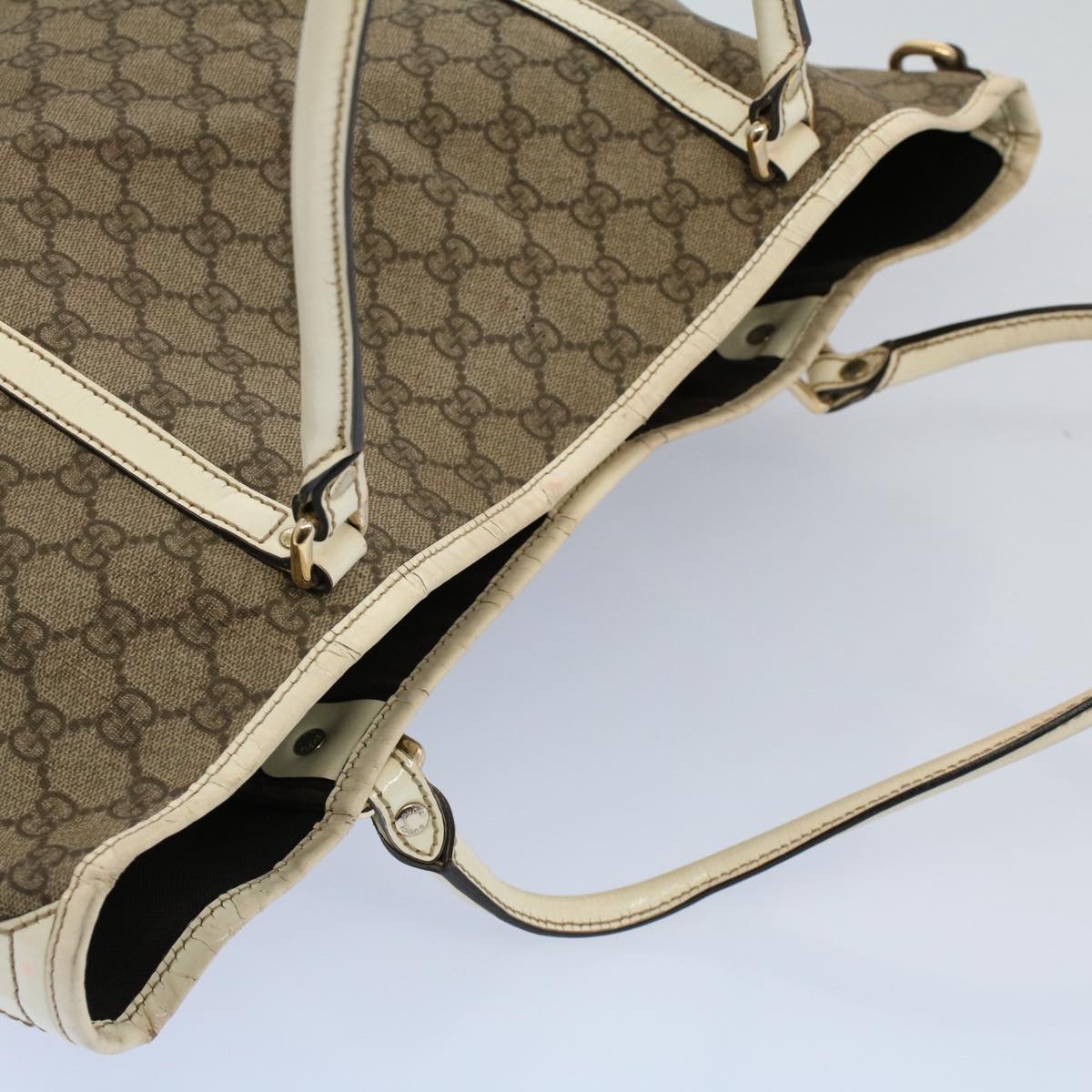 GUCCI GG Supreme Tote Bag PVC Leather Beige 197953 54015