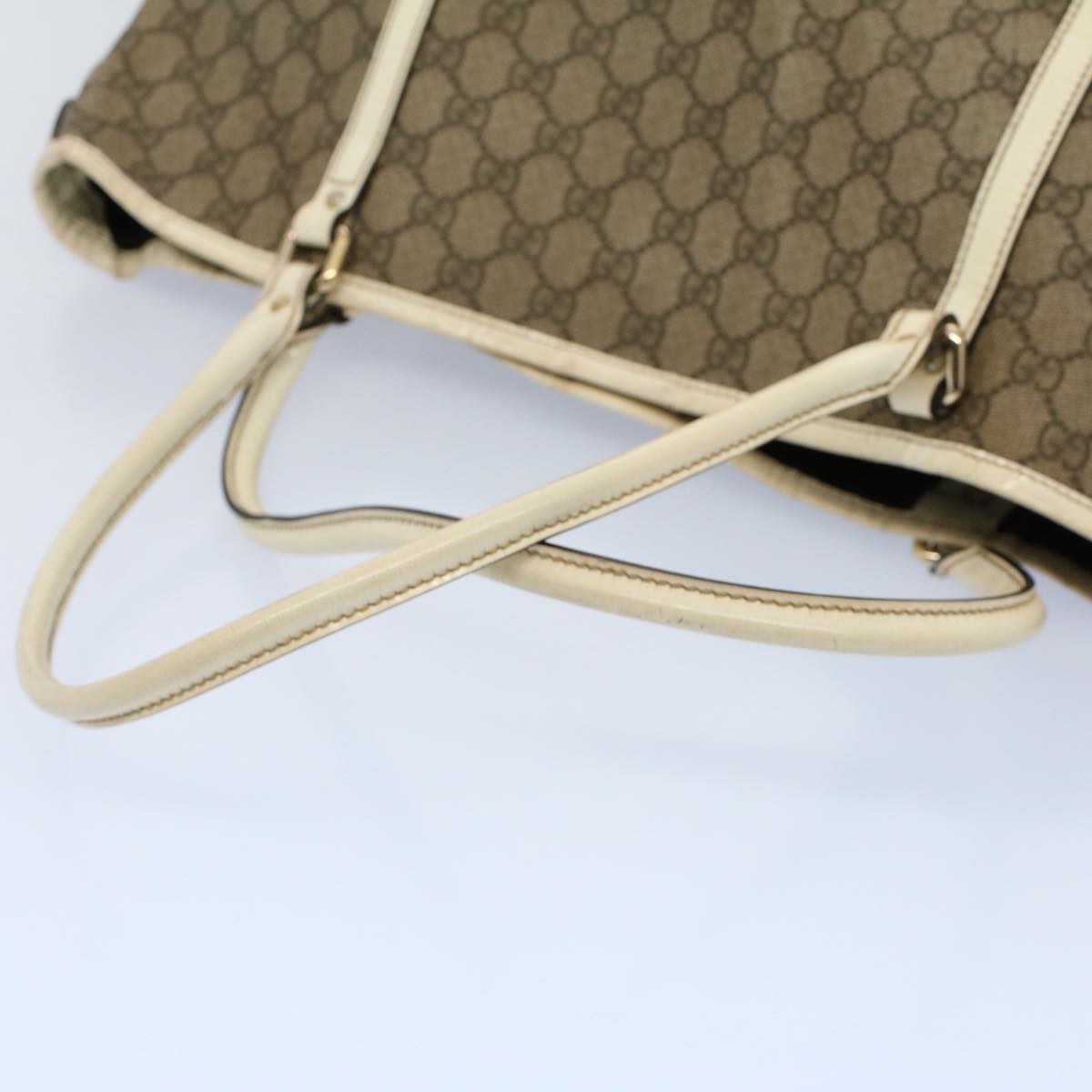 GUCCI GG Supreme Tote Bag PVC Leather Beige 197953 54015