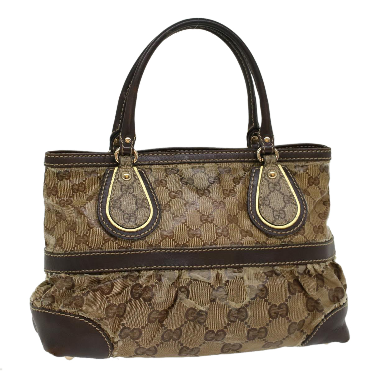 GUCCI GG Crystal Hand Bag Leather Beige 223964 54016