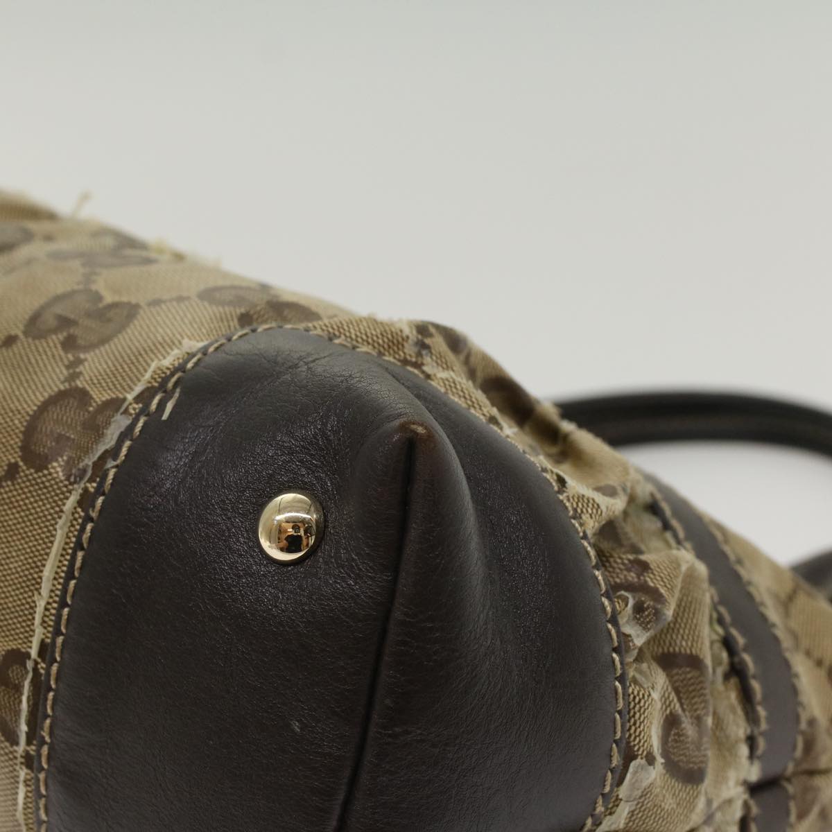 GUCCI GG Crystal Hand Bag Leather Beige 223964 54016