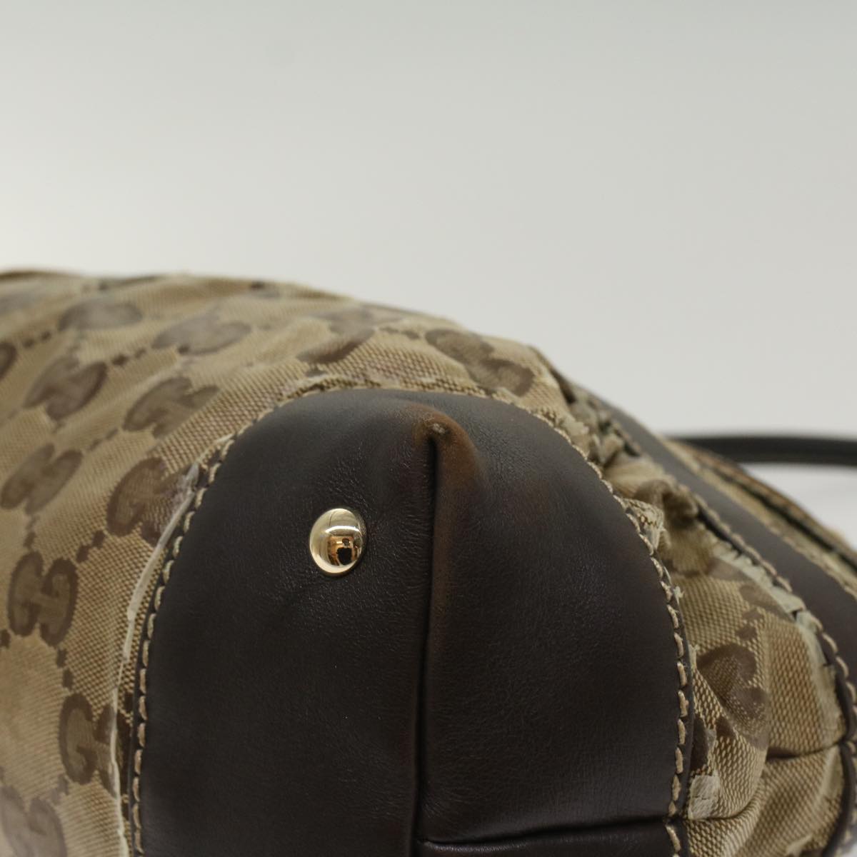 GUCCI GG Crystal Hand Bag Leather Beige 223964 54016