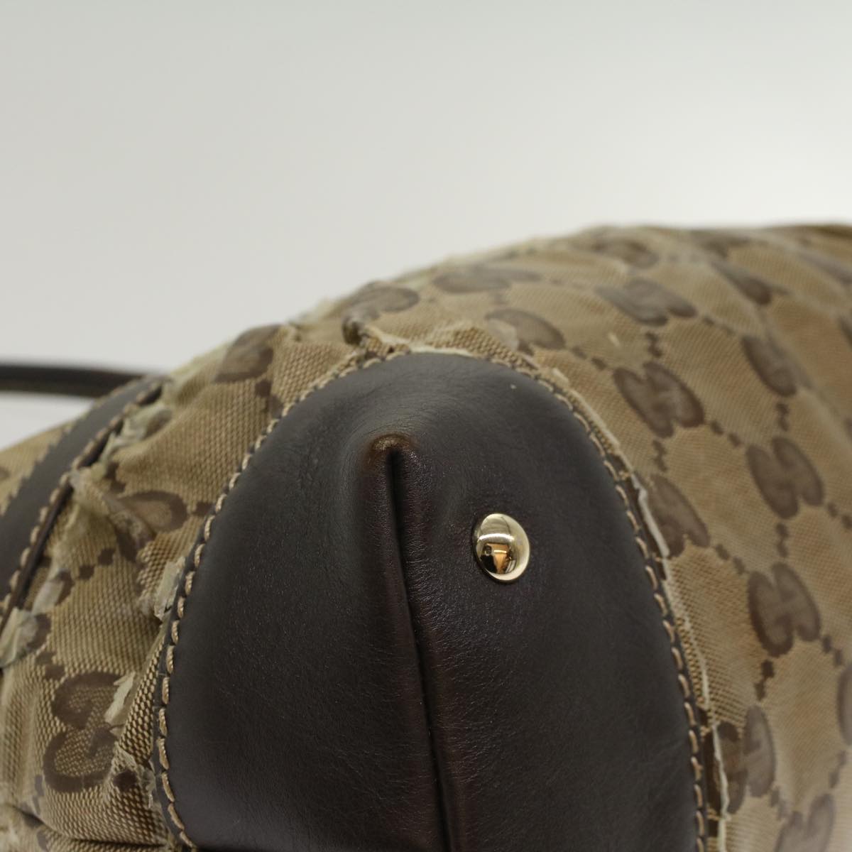 GUCCI GG Crystal Hand Bag Leather Beige 223964 54016