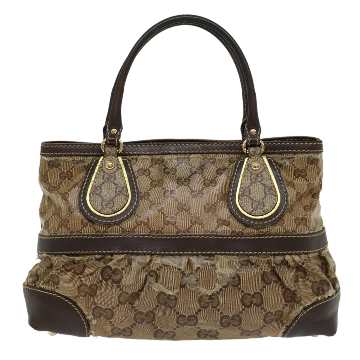 GUCCI GG Crystal Hand Bag Leather Beige 223964 54016